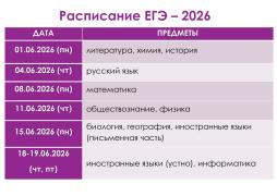 Расписание